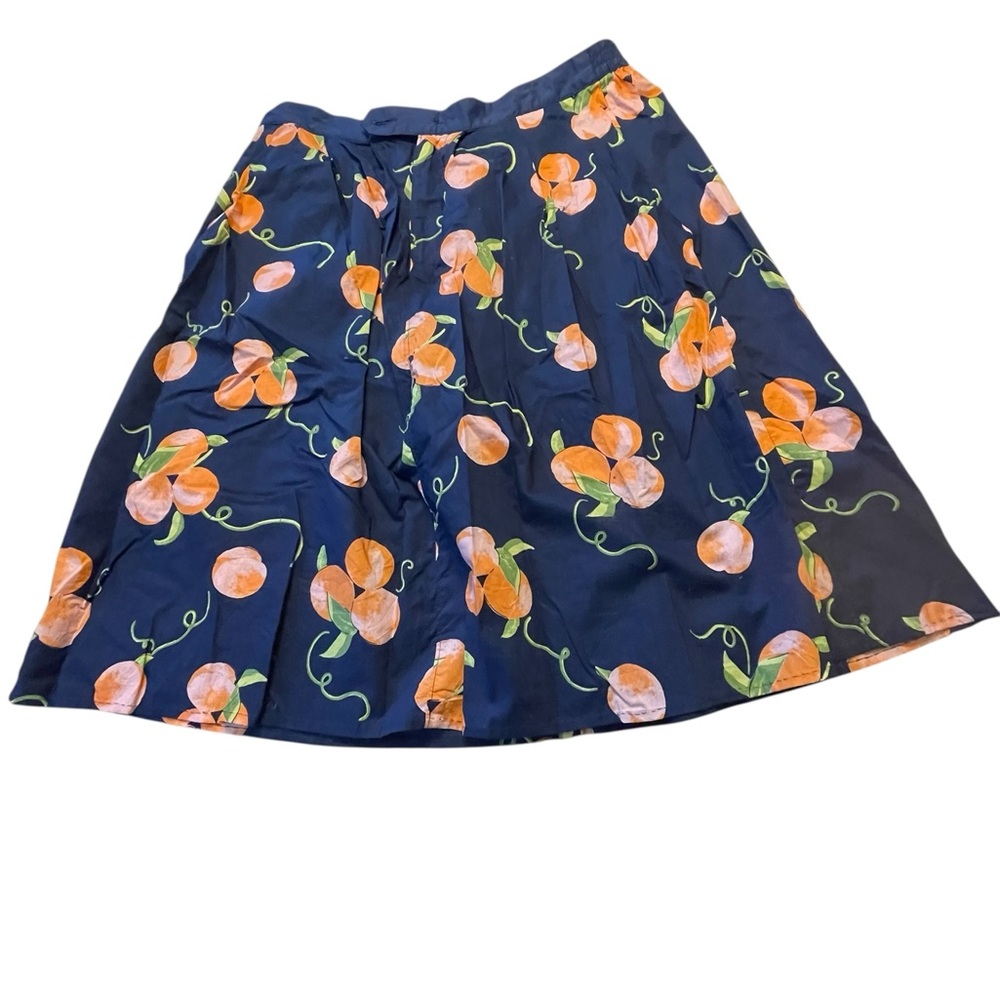 Modcloth Navy Skirt with Orange Floral Design
